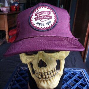 Deadstock Vintage Western Saw Filers Patch Snap Trucker Hat Cap